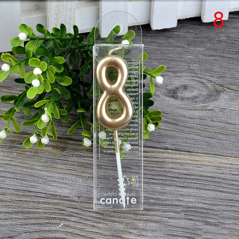 1Pcs Gold Happy Birthday Number Cake Candles 0 1 2 3 4 5 6 7 8 9 Cake Topper Kids Girls Boys Bar Baby Party Supplies Decorati