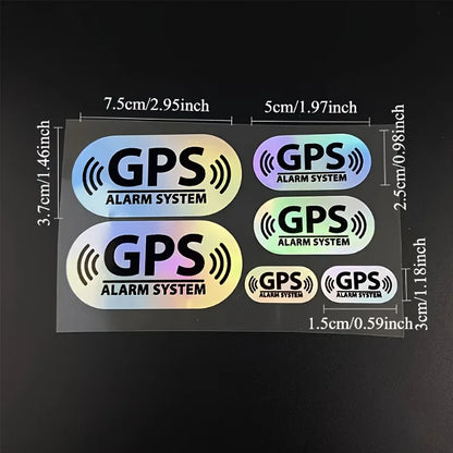 6pcs/set Reflective Laser GPS Alarm System Car Stickers Waterproof DIY Car Window Side Rear Windshield Decorative Vinyl Stick