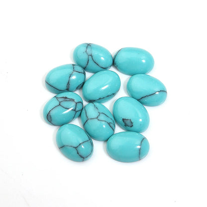 2-10pcs Natural Blue Turquoise Cabochons Oval Flat Back Cabochon Loose Beads For Jewelry Making DIY Ring Necklace Accessories