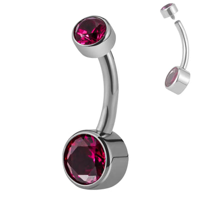 Right Grand ASTM F136 Titanium Belly Button Rings 10mm 12mm with Round CZ Internally Threaded Navel Rings Belly Bars
