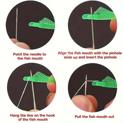 5pcs Auto Needle Threaders for Sewing Machines, Ergonomic Self-Threading Tool with Plastic Handle, Assorted Colors