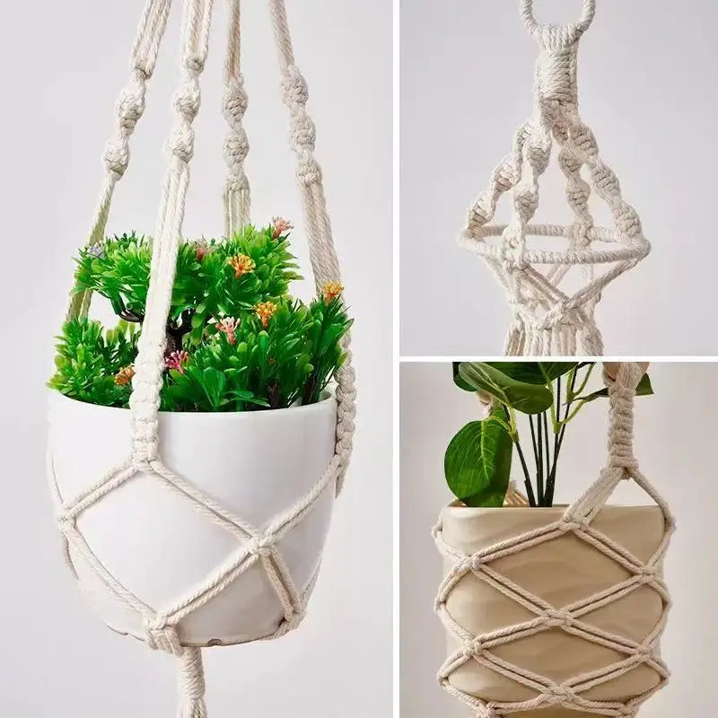 Hanging Plant Handmade Macrame Plant Hanger Flower Pot Planter Hanger Wall Decor Courtyard Garden Hanging Planter Hanging Bas