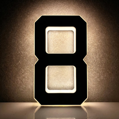 Light Up Address Numbers Dusk To Dawn LED Illuminated Modern Address Sign for Outside House Light Up Courtyard Hotel Bar - Nu