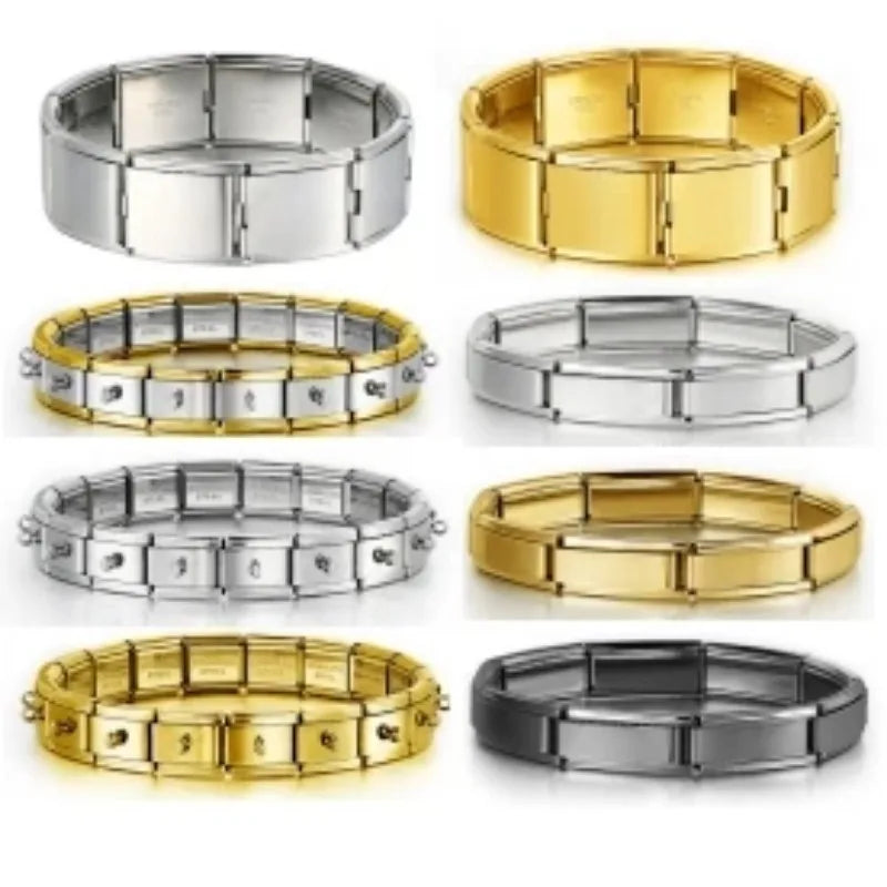 2025 Fashion Functional Elastic Bracelet Modular Bulk Italian Charms Links Fit Bracelet Stainless Steel Jewelry