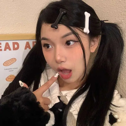 White Bone Hair Clip Cute Cartoon Bobby Pin Girl Fashion Dog Bones Decoration Small Hairpins Barrettes Y2K Accessories