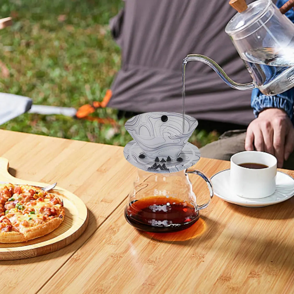 Outdoor Lightweight Folding Tableware Portable Bowl Plates Coffee Filter Funnel Cup Heatproof Food-Grade Tableware Easy to Cl