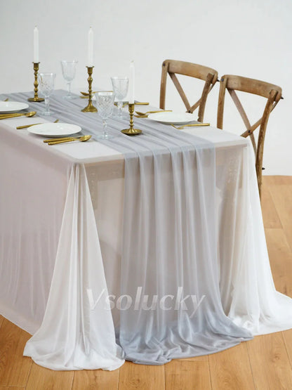Table Runner Luxury Sheer for Wedding Rustic Boho Party Bridal Shower Birthday Christmas Decorations - Grey / 2m X 74cm