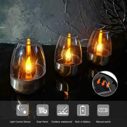 LED Solar Candles Light Flameless Rechargeable Night Light For Wedding Party Garden Decor Outdoor Waterproof Solar Candles La