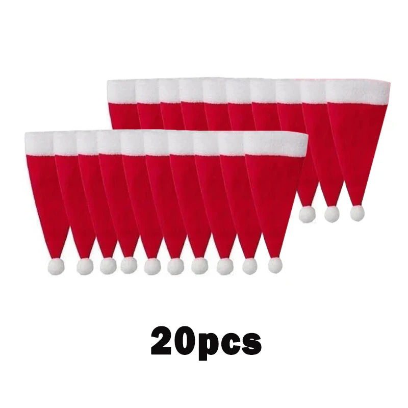 Merry Christmas 2023 Christmas Tableware Bag Holder Christmas Hat Fork Knife Cutlery Bag Christmas Decorations for Home - 20p