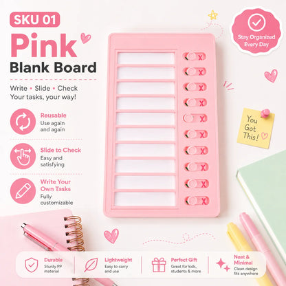 Self Discipline Checklist Board, Replaceable Plastic Chore Chart for Kids Adults, Summer Task Planner & Daily Habit Tracker -