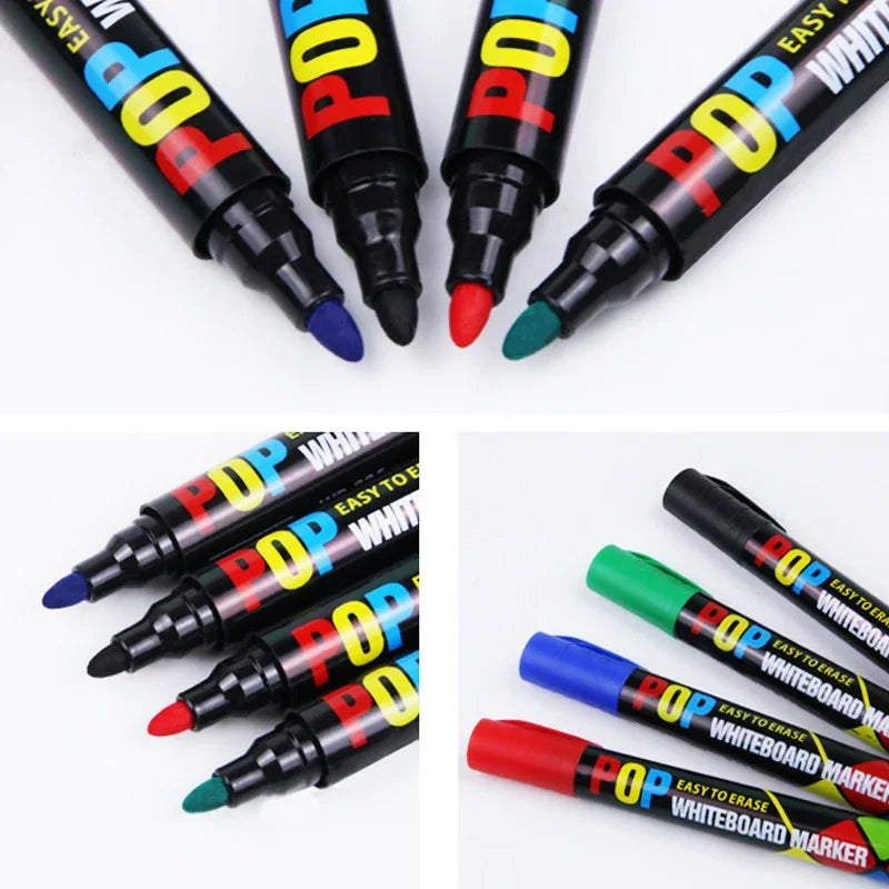 8/12 Colour POP Whiteboard Marker Set,Erasable, Refillable,Safety,Non-Toxic,High Capacity,Office,Conferencing,Educational Ite