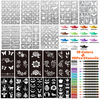 Temporary Tattoo Markers for Skin,10 Colors Tattoo Pens,Brush Tip,Bright colors,Face Paint Kit Cosmetic Quality,Halloween mak