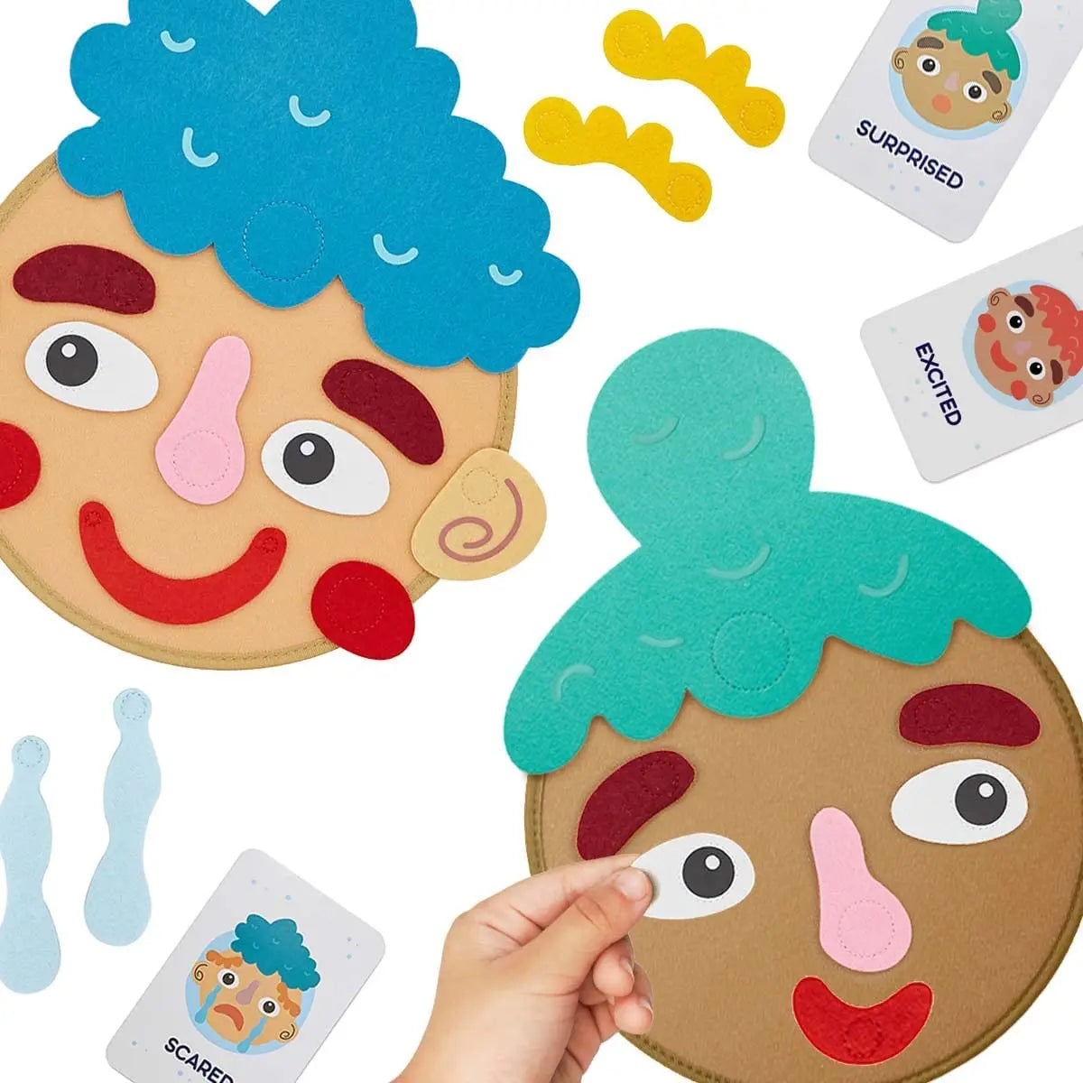 Kids Montessori Facial Expression Game Emotional Change Toys With 9pcs Cards Preschool Learning Educational Toys - Face Board