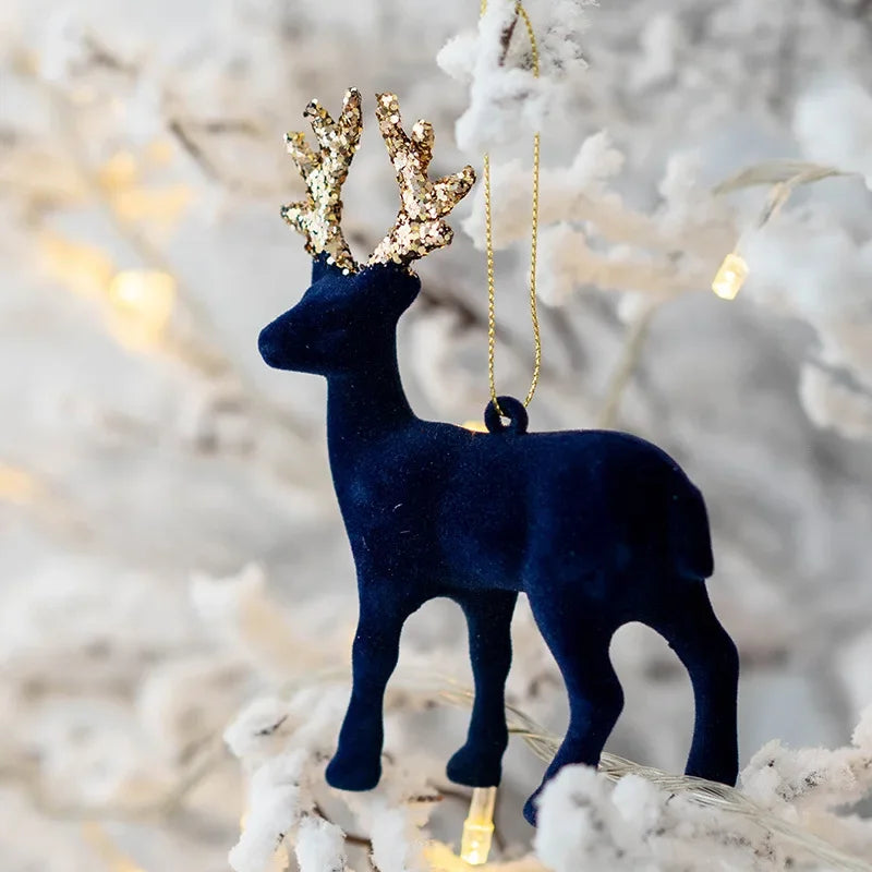 Christmas Supplies 2024 Christmas Pendant Tree Decorative Pendant Pink Flocked Deer Ornament New Year'S Decor новогодний деко