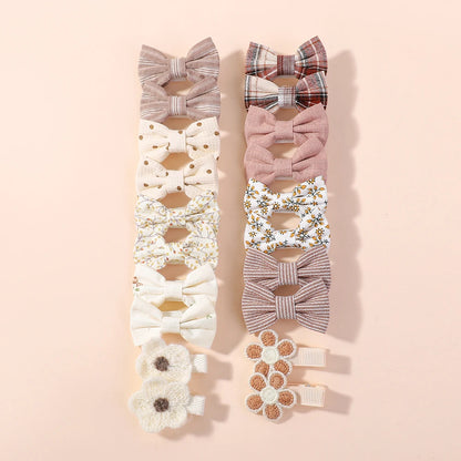 20pcs/set Lovely Kids Bows Hair Clips for Girls Barrette Boutique Full Coverage Fabric Children's Headwear Baby Hair Accessor
