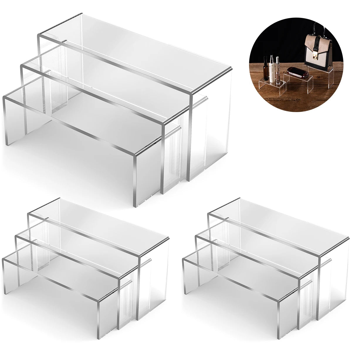 3/6/9Pcs Acrylic Display Stand Blind Box Storage Shelf U Shape Lightweight Cupcake Holder Dessert Display Jewelry Display Ris