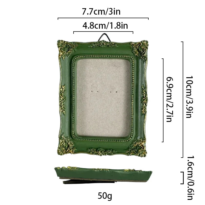 Vintage Mini Picture Frame Baroque Table Wall Hanging Decor Resin Relief Photo Frame European Art Jewelry Decoration Photo Pr