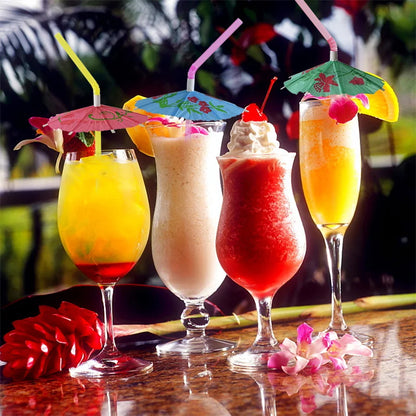 50PCS Hawaiian Party Umbrella Drink Straws Flamingo Juice Cocktail Disposable Straw Tropical Luau Birthday Party Decor Suppli