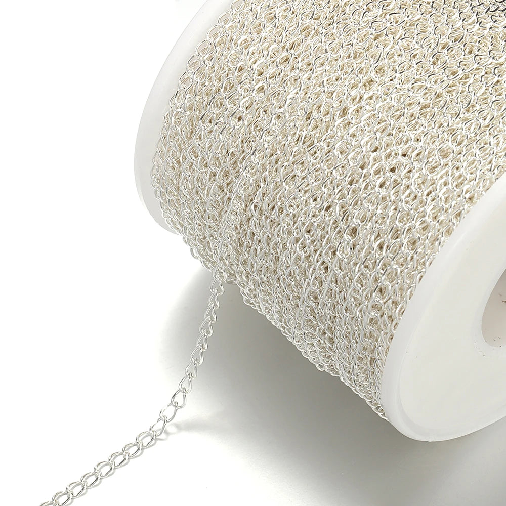 2 Meter Stainless Steel Extension Chain 2/3/4mm Gold Necklace Bracelet DIY Body Chain Accessories - Silver Color / 3x4mm Widt