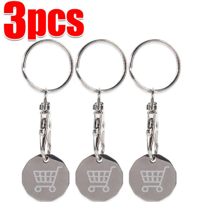 1-3Pcs New 2025 Cart Token Shopping Trolley Tokens Keychain Metal Ring Small Gofts Ornament Stainless Steel Coin Pendant - st