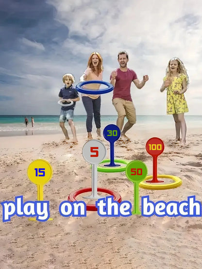 Rainbow Ring Toss Game - Engaging Outdoor Fun Ideal for Beach & Backyard Occasions, Perfect Holiday Gift Colorful Stacking Ga