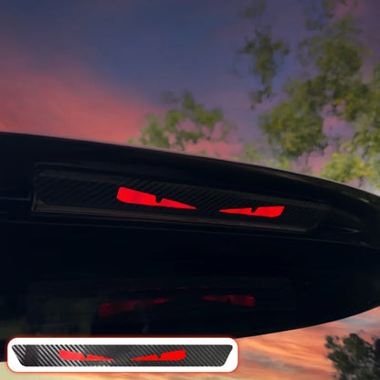 Monster Eyes Car Rear Light Sticker - Cartoon Devil Eyes Tail Light Decal, Carbon Fiber Pattern, Transparent Night Projection