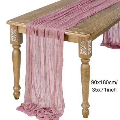 Semi-Sheer Gauze Table Runner Sage Cheesecloth Table Setting Dining Vintage Wedding Party Christmas Banquets Arches Cake Deco