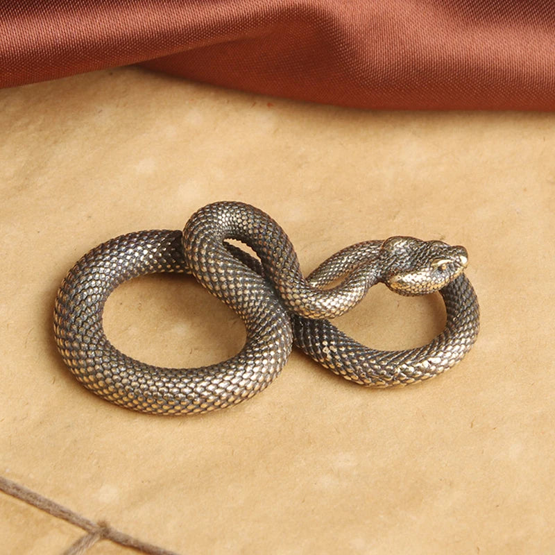 Home Decoration, Retro Copper Snake Ornament, Antique Animal Figurines, Unique Desk Decor, Vintage Home Accessories, Miniatur
