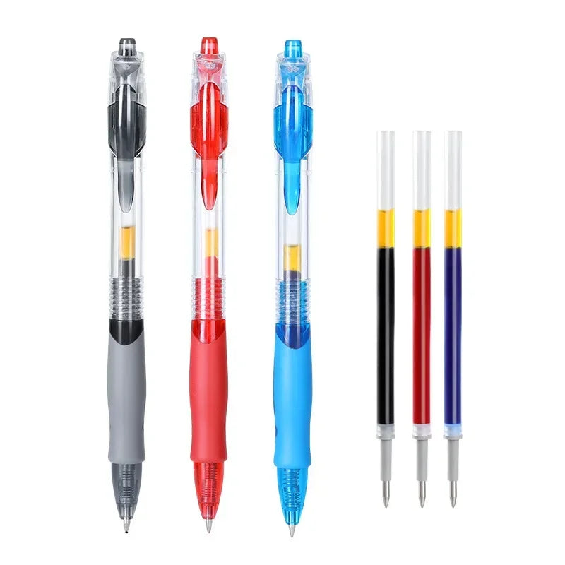 13/30pcs Retractable Gel Pens Set Black/Red/Blue Ink Ballpoint for Writing Refills Office Accessories School Supplies Station