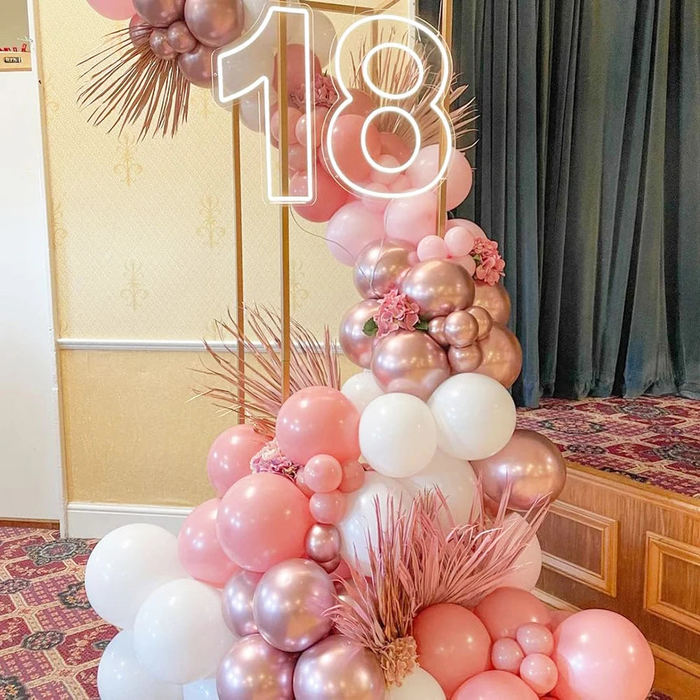 Pastel Pink White Latex Balloons Set Metallic Pink Confetti Balloon Wedding Bridal Shower Baby Shower Girls Birthday Decorati