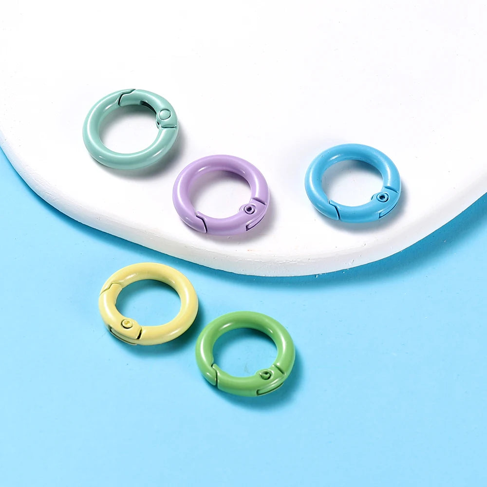 5Pcs/Lot 21 Colors Metal O Ring Spring Clasp Openable Round Carabiner Keychain Clips Hook Dog Chain DIY Jewelry Buckle Connec