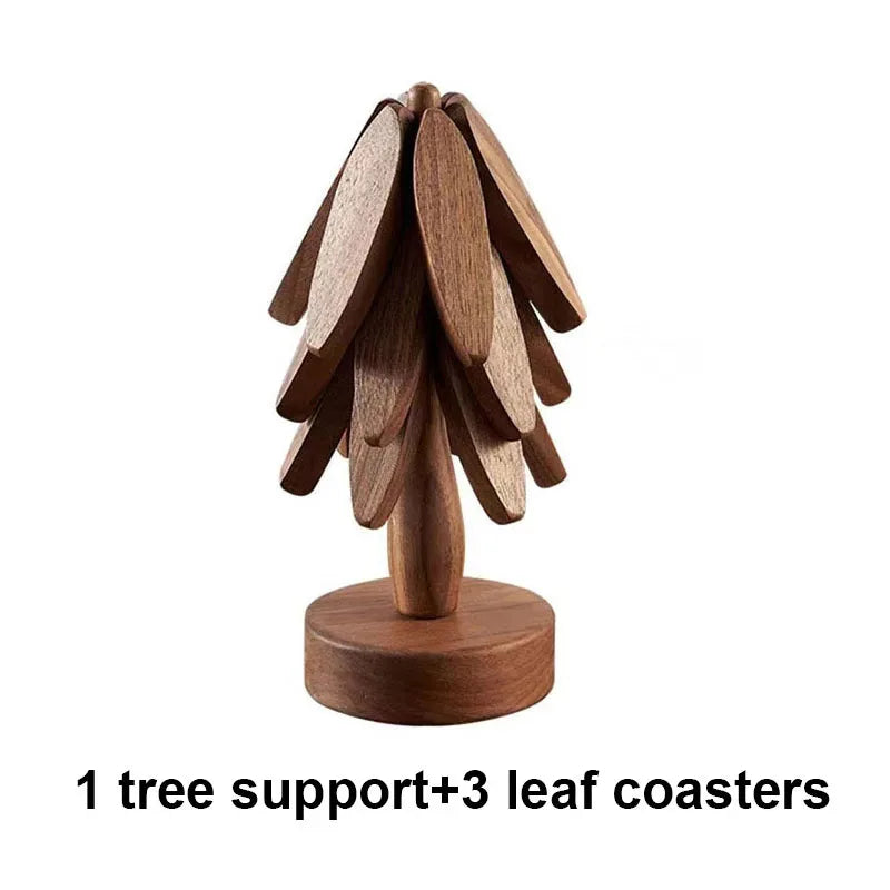 Tree Design Stand Wooden Trivets Decorative Anti Scald Heat Resistant Table Mat Coaster Wood Placemats Pot - B
