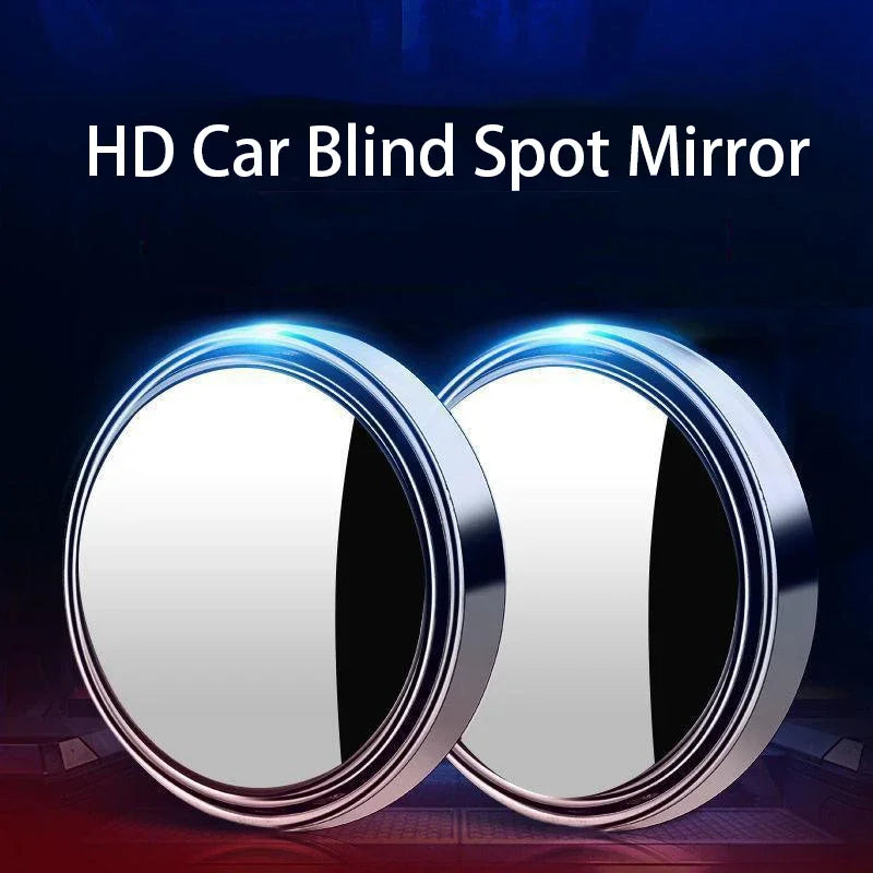 2Pcs Round Frame Convex Blind Spot Mirror Safety Driving Wide-angle 360 Degree Adjustable Clear Rearview Mirror Car Accessori