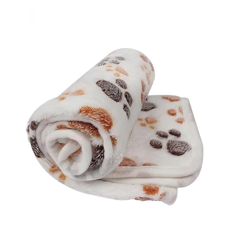 Soft Fluffy Pet Blanket Cute Cartoon Pattern Pet Mat Warm and Comfortable Blanket for Cat Dogs - WHITE / M - 76x52cm