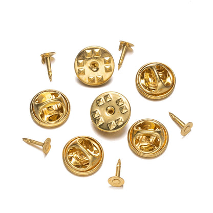 100pc Metal Locking Pin Back Brooch Badge Holder Lapel Base For DIY Jewellery Material Making Supply Craft Accessories Handma