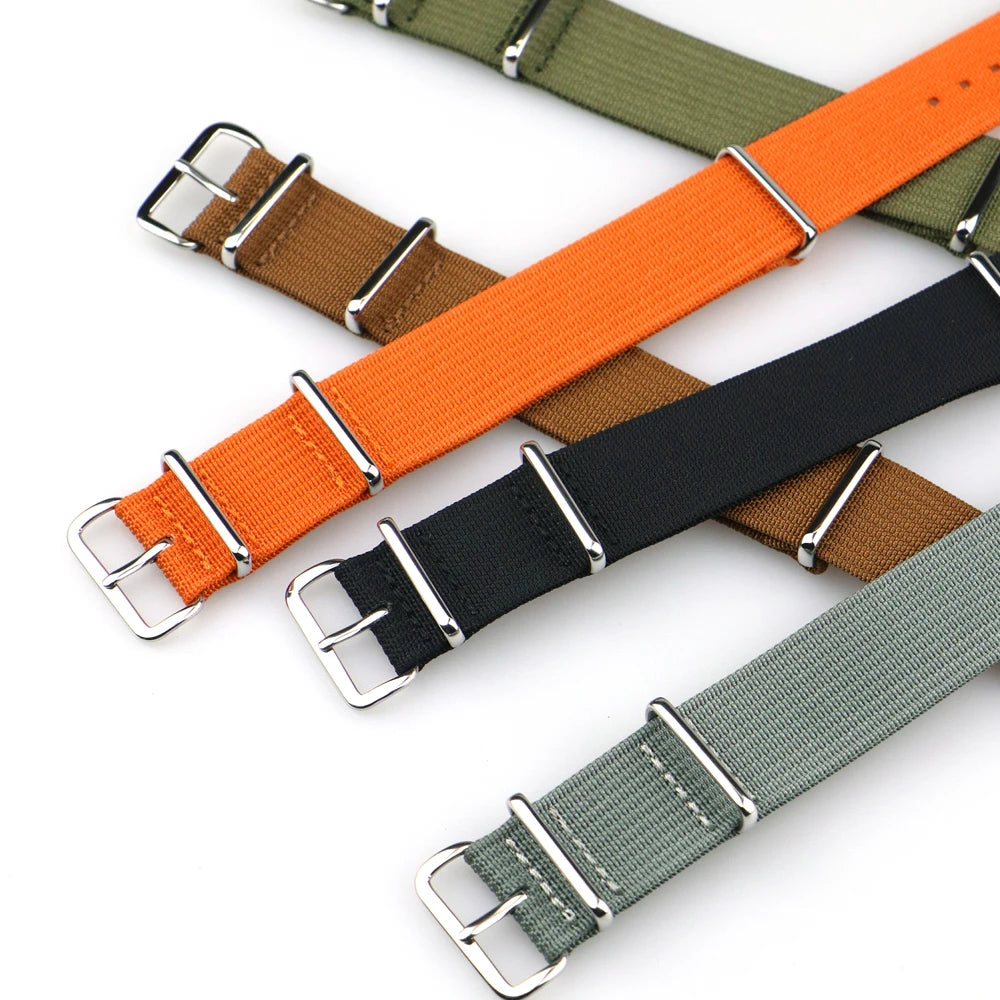 Ribbed Watch Strap 18mm 19mm 20mm 22mm 24mm Nylon Watch Straps Braid Ballistic Fabric Watchband Accessories for Military Band