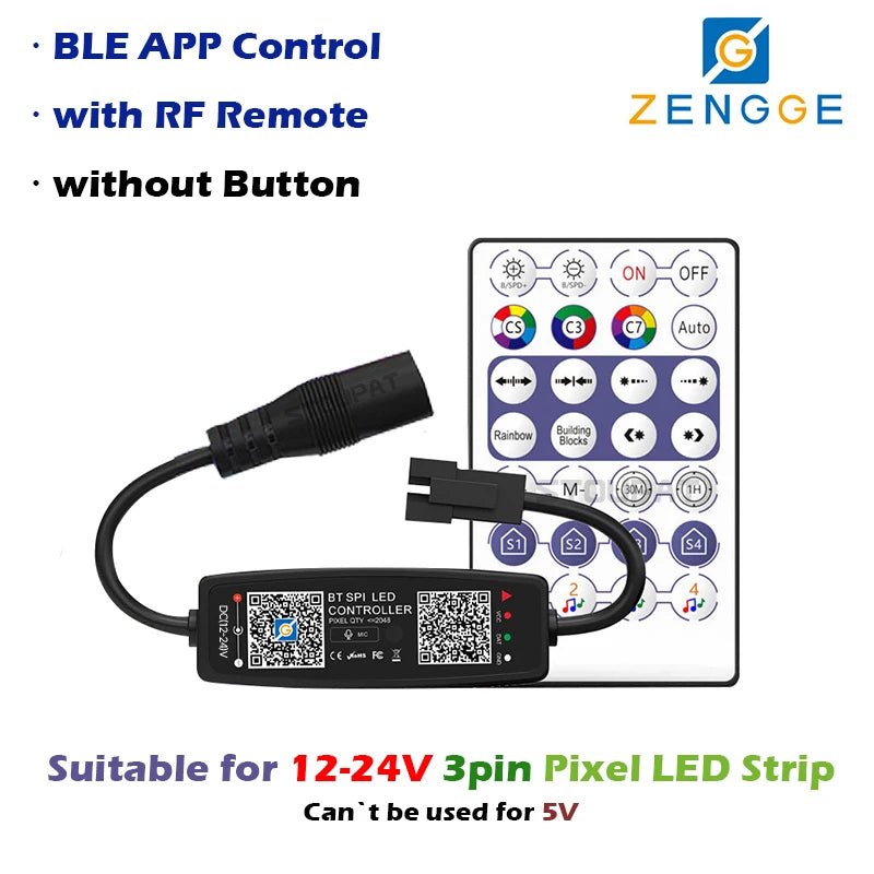 BLE WS2812B Controller BT Music for Pixel LED Strip Light SK6812 WS2811 WS2812 LED Light Strip USB 5V APP Remote Controller -