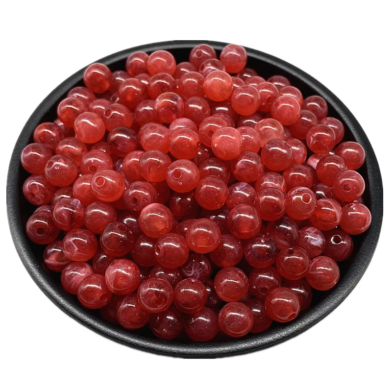 6 8 10mm Acrylic Round Beads for Jewelry Makeing Bracelet Necklace DIY Accessory