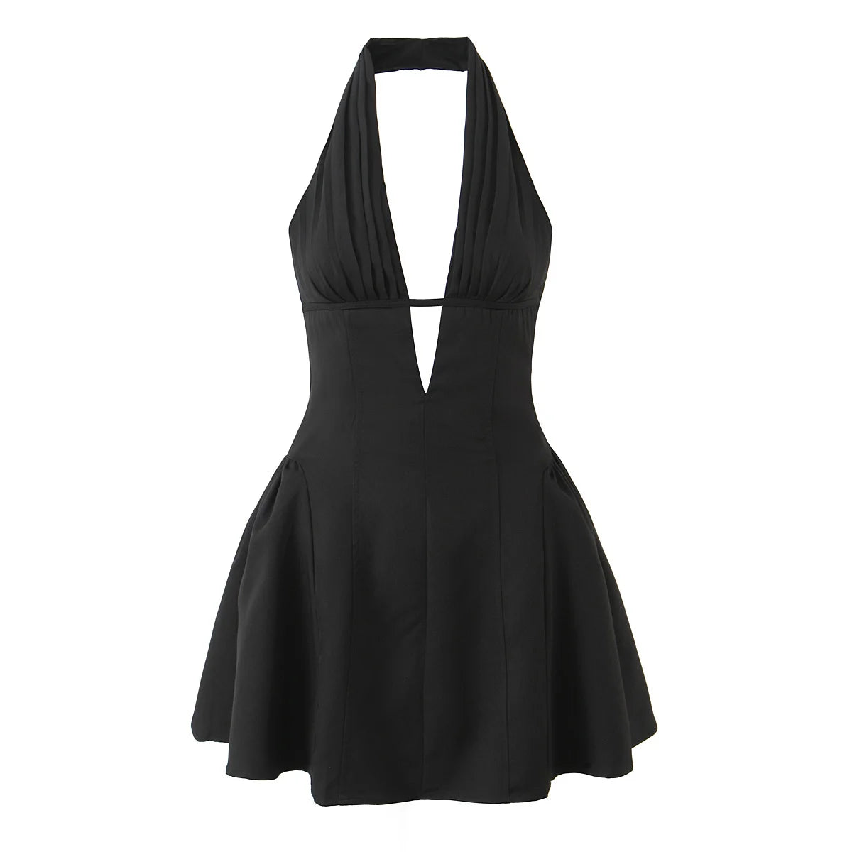 YENKYE French Style Retro Polka Dot Deep V Halter Dress Women Sexy Backless A-line Slim Sweet Elegant Mini Dresses Summer Rob