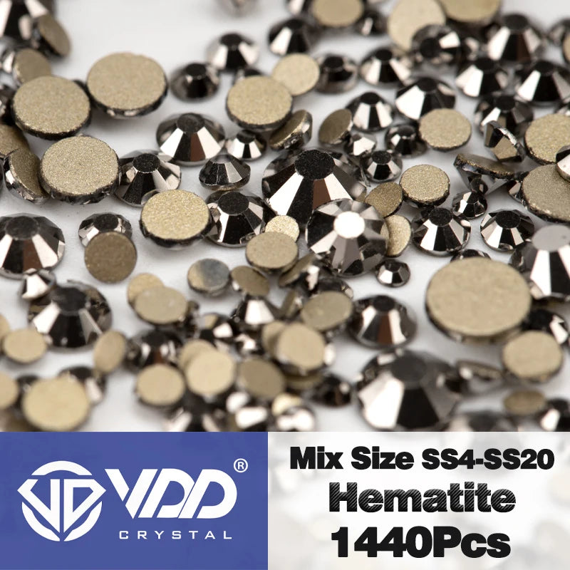 VDD SS4-SS20 Mix Size Clear Crystal Non-Hotfix Gold FlatBack Rhinestones Decorations DIY Glitter Stones 3D Nail Art Accessori