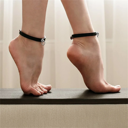 Ankle Belt Black O-Ring Ankle Punk Leather Feather Anklet Men's Women Alloy Pendant Accessories YK2 Ankle Belt - Style A