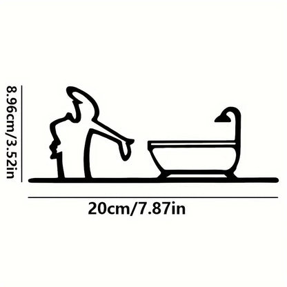 Bathroom Sign Black Shower Figure Wall Decoration Minimalist Line Rustic Door Sign Funny Shower Man Wall Art Home Decor - B