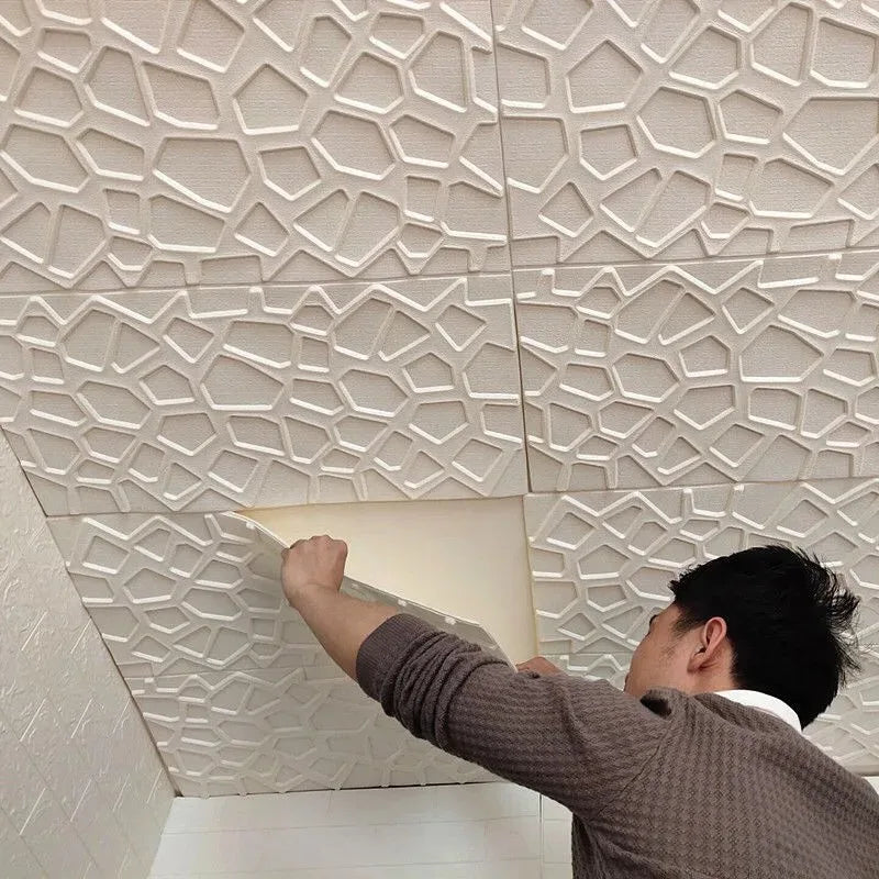 5-20pcs 35*35cm Ceiling 3d Home Bedroom Decor Background Wallpaper Peel Stick Waterproof Decoration Wall Stickers Anti-collis