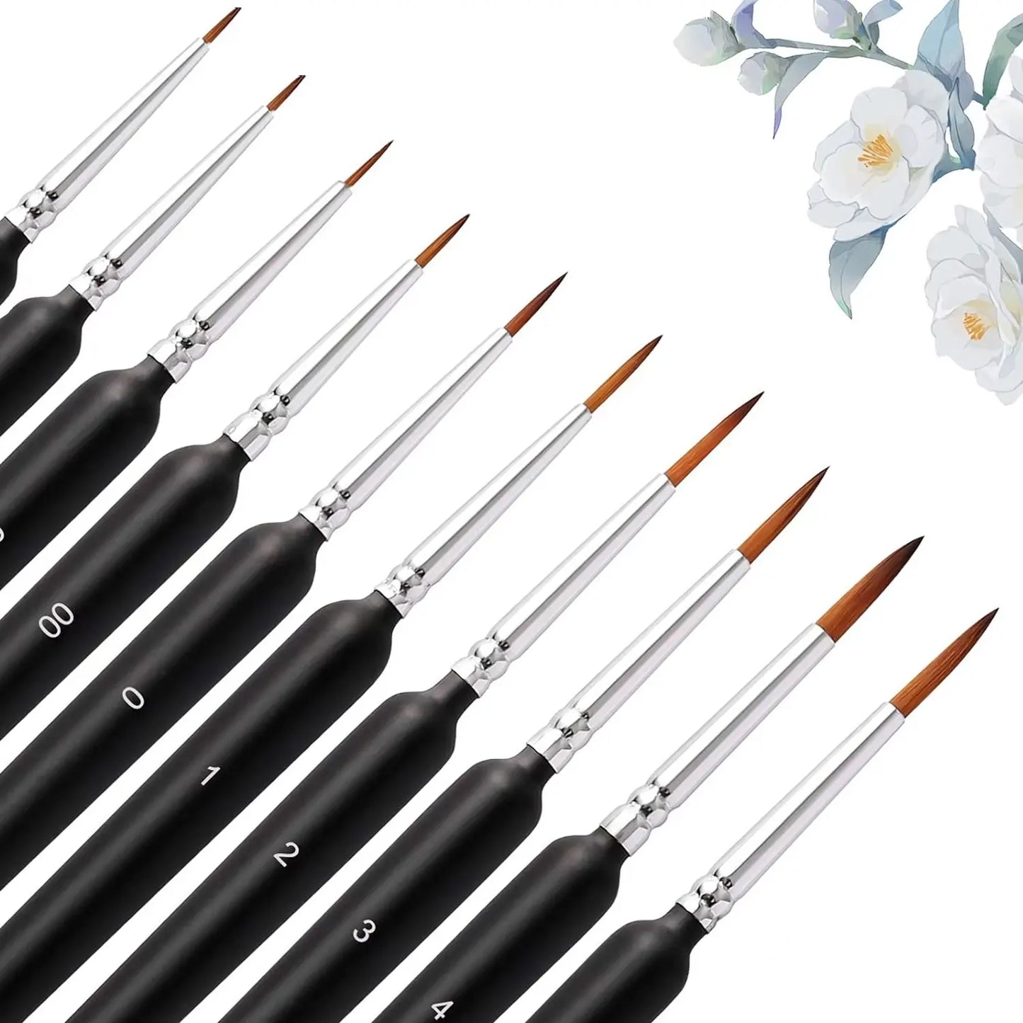 10/11pcs Miniature Paint Brushes, Detail Tip Paint Brushes Set With Ergonomic Handle - Suitable For Acrylic Painting, Oil, Wa