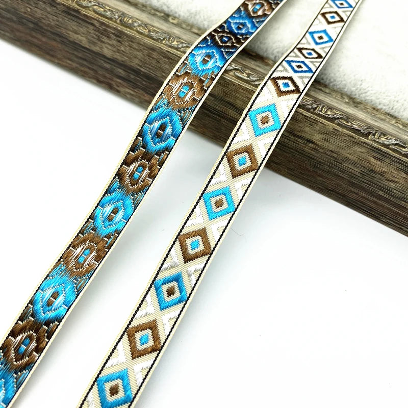 2 yards/lot 13mm Vintage Ethnic Embroidery Ribbon Lace Trim DIY Clothes Bag Accessories Embroidered Fabric - 05