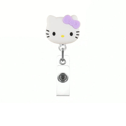 Kawaii Gift Kitty Cat Retractable Badge Reel Sparkling card holder accessories With Keychain For Women Student office supplie