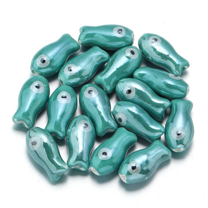 10pcs/lot Retro Small Fish Ceramic Beads Cute Porcelain Loose Spacer Beads For DIY Jewelry Making Necklace Bracelets Accessor