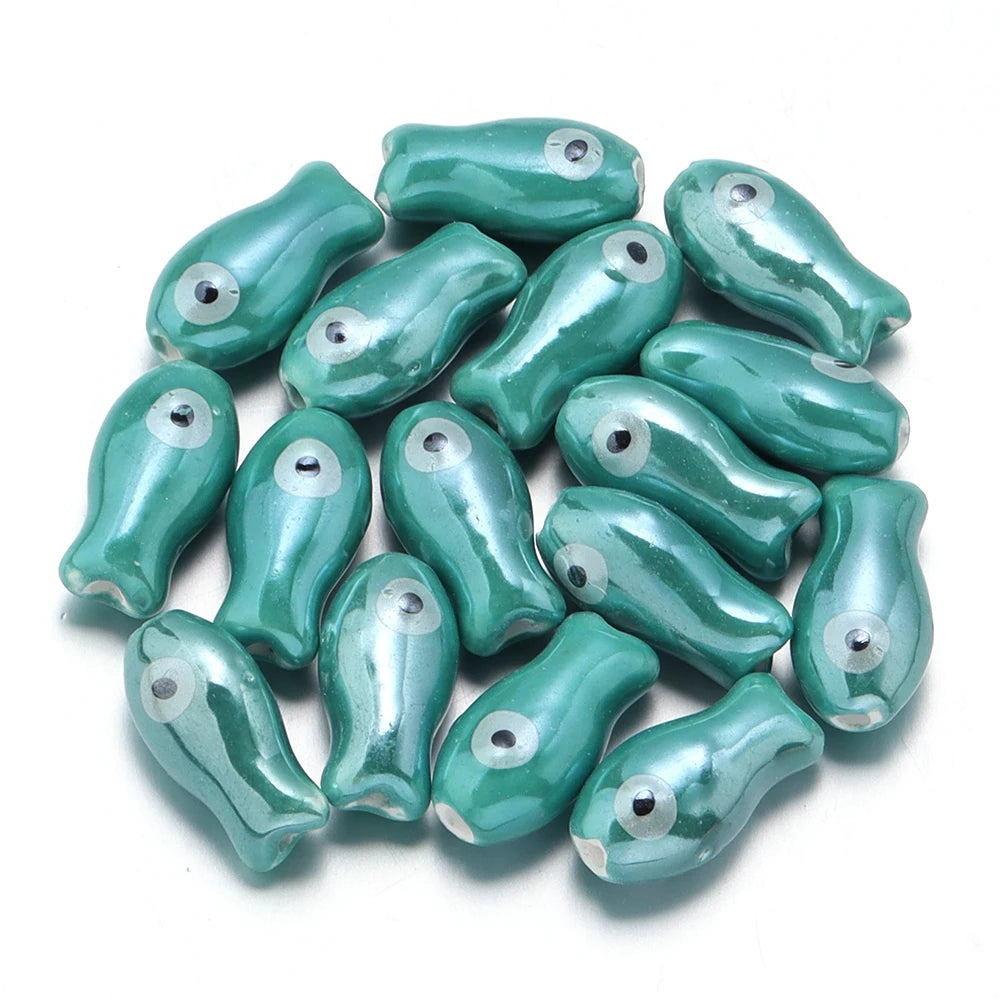 10pcs/lot Retro Small Fish Ceramic Beads Cute Porcelain Loose Spacer Beads For DIY Jewelry Making Necklace Bracelets Accessor