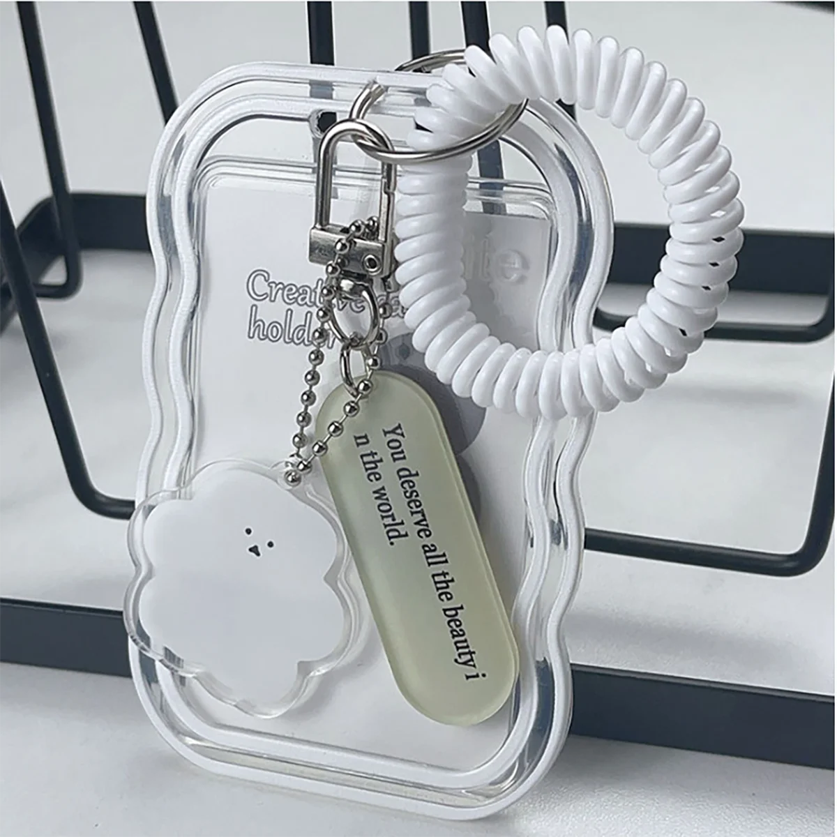 Creative Design Kpop Photocard Holder Transparent Card Holder Keychain Photo Sleeves Bus Card Student Card Case Photo Protect