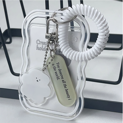Creative Design Kpop Photocard Holder Transparent Card Holder Keychain Photo Sleeves Bus Card Student Card Case Photo Protect